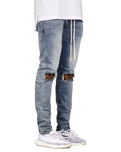 กางเกงยีนส์ผ้ายีนส์ผ้ายืดทรงสลิมฟิตสำหรับผู้ชายใหม่ล้างกรดสไตล์สตรีท - Product Image 1