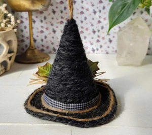 Sombrero Redondo Alto de Mimbre Pintado Ecológico para Halloween - Product Image 3