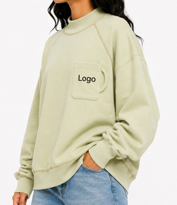 Sweat-shirt oversize en molleton à col montant, coupe décontractée, style urbain, en coton doux, pull décontracté à col montant - Product Image 5