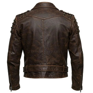 Comfortable Men <b>Rhinestone</b> Winter Leather <b>Jacket</b> Motorcycle Biker Zip Closure Turn Down Collar Fashion Coat - Product Image 2