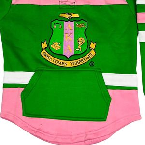 เสื้อฮู้ดฮอกกี้ AKA สีเขียวชมพู แบบสวม ยูนิเซ็กซ์ ไซส์พูลโอเวอร์ สไตล์ลำลอง เสื้อฮู้ดกีฬา ปักลายตราสโมสร ผ้าฟลีซอุ่นๆ - Product Image 3