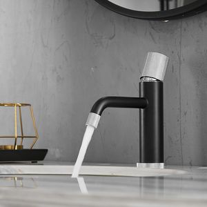 Modern <b>Deck</b> Mounted Water Mixer Tap Black <b>Brushed</b> Nickel Design Brass Bathroom Basin Faucet Stylish Brass Faucet for Your Modern - Product Image 3