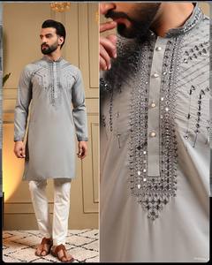 Premium Men's Embroidered Kurta Pajama Set with Heavy Sequins Work Boutique Finish Stitching and Traditional Ethnic Styling - Product Image 3