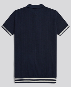 เสื้อโปโลถักแขนสั้นสีกรมท่าสำหรับผู้ชาย ตัดเย็บตามสั่ง น้ำหนักเบา สีพื้น สวมใส่สบาย ทรงปกติ ราคาถูก MOQ ต่ำ - Product Image 2
