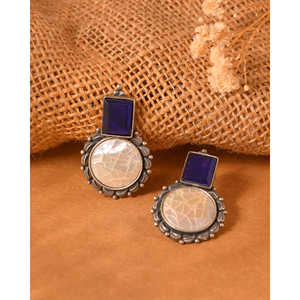 Meera Jaipur Neel Shankha Silver <b>Pearl</b> <b>Earrings</b> - Product Image 2