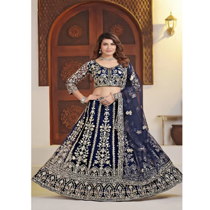 Ensemble de lehenga choli pour femmes de qualité supérieure avec broderie de paillettes pour les occasions de fête, les mariages et les occasions festives - Product Image 1