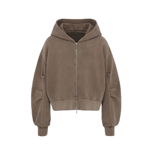 Sudadera con Capucha Premium de Algodón Orgánico con Cremallera y Pliegues, Unisex, de Felpa Francesa Gruesa, Estilo Urbano Relajado, Personalizable, para Otoño - Product Image 1