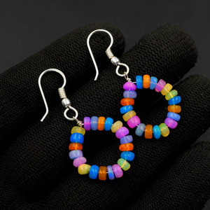 Pendientes de Ópalo Etíope Multicolor Natural, Plata de Ley y Oro - Product Image 4