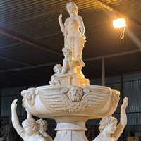 Grande fontaine de jardin extérieure en marbre, statue classique, élément aquatique, style européen orné, poli, autoportant, sculptée, représentant une femme