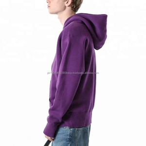 100% Cotton Terry Hoodie Custom High Quality Embroidered Zip-up Fashion Style Bright for <b>Purple</b> for Winter Season Plain Dyed - Product Image 4