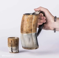 Mug en corne de buffle artisanal HASAN CRAFT avec poignée, design moderne, vaisselle pour adultes, écologique, pour usage domestique, provenant de l'Uttar Pradesh