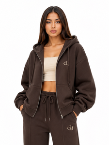 Custom Ladies' Relaxed Fit Co Ord Set Full <b>Zip</b> <b>Hooded</b> Sweatshirt and Flowing Palazzo Trousers Tracksuit Set Fashion Boutique OEM - Product Image 4