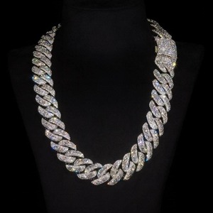 Chaîne cubaine en argent sterling 925 avec diamants Moissanite VVS glacés, personnalisée, style Hip Hop, pour hommes, mode de luxe, vente en gros - Product Image 1