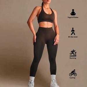 Conjuntos de Yoga para Mujer, Conjuntos Deportivos de 2 Piezas, Conjuntos de Yoga sin Costuras con Efecto Deslavado, Pantalones Cortos y Top Corto, Conjunto de Ropa Deportiva para Gimnasio - Product Image 6