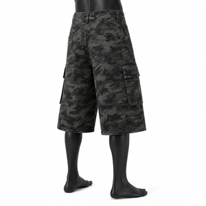 Men's Camouflage Cargo Bermuda Shorts High Waist Button Fly Canvas Casual Style - Product Image 5