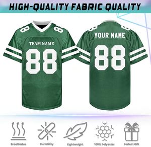 Custom American Football Jersey Men Green 88 Mandarin Collar Mesh Breathable Short Sleeve Team Name Heat-Transfer Letter - Product Image 4