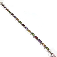 Pulsera clásica de plata de ley 925 con topacio azul, diseño geométrico con engaste de canal, estilo de cadena para uso diario, joyería para mujer.