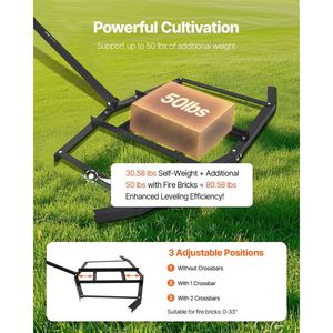 Herse niveleuse à barres réglables en acier Q235, largeur 67,7 po, à tracter, pour niveleuse à moteur de 50 lb - Product Image 4