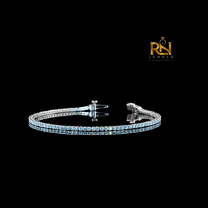 Blue Lab Grown Diamond Tennis Bracelet Vibrant Colored Eternity Link Bracelet 9K 14K 18K <b>Solid</b> <b>Gold</b> Fine Jewelry - Product Image 2