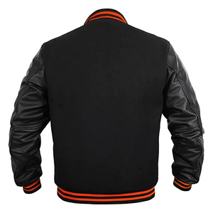 Veste universitaire pour homme en mélange de laine avec manches en cuir véritable, broderie personnalisée, veste de collège, vente en gros OEM - Product Image 2
