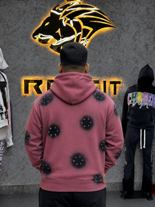 Hoodies à fermeture éclair coupe oversize en molleton bouclette, style streetwear, avec logo frontal et poche, effet délavé soleil, prix de gros - Product Image 6
