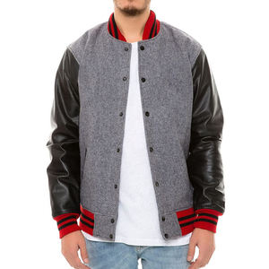 Chaqueta universitaria de béisbol con bordado de chenilla de lana y logotipo personalizado para hombre y mujer, chaqueta de invierno vintage con mangas de cuero de color personalizado. - Product Image 1