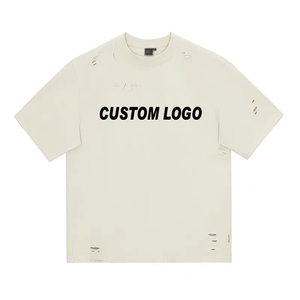 เสื้อยืดผู้ชายทรงโอเวอร์ไซส์ ผ้าคอตตอนถักคุณภาพสูง 100% ตกแต่งด้วยคริสตัล ทรงบ็อกซี่ หนานุ่ม ใส่สบาย รับสกรีนโลโก้ สไตล์สตรีทแวร์ - Product Image 4