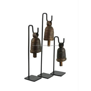Campanas rústicas Navidad vacaciones artesanías decorativas Decoración de mesa campana antigua con soporte Juego de 3 campanas de granja juegos de regalos - Product Image 4