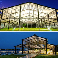 Grande tente de réception de luxe avec structure de cadre, chapiteau pour événements, mur transparent en PVC, atrium, tentes de fête de mariage