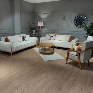 Modern Scandinavian Fabric <b>Sofa</b> Set with Solid <b>Wood</b> <b>Frame</b> for Living Room Hotel and Villa Furniture - Product Image 1