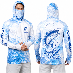 Custom Wholesale OEM Manufacturer <b>Thumbhole</b> Sublimated Polyester Fishing Hoodie Shirt Bulk Supplier Private Label Gear - Product Image 1