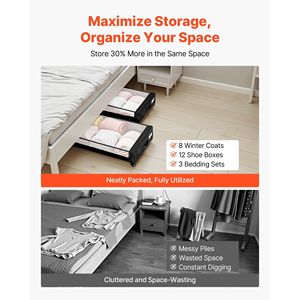 Contenitori portaoggetti sottolletto con coperchio trasparente 30,3 x 18,5 x 6,8 pollici, organizer per scarpe con ruote, comodo contenitore sottolletto con ruote - Product Image 6