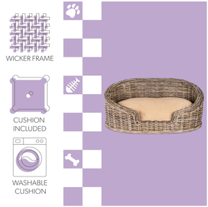 Lit pour animaux de compagnie portable en rotin doux écologique tissé à la main Artex Hai Nam pour chiens/chats/lapins, coussin amovible lavable - Product Image 4