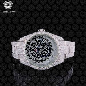 Montre de luxe pour homme Charm Jewells, mouvement mécanique analogique 40 mm, bracelet en acier inoxydable, cadran en cristal saphir, lunette sertie de diamants, 10 bars - Product Image 1
