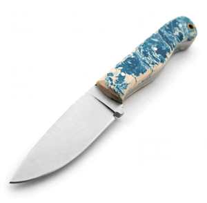 Couteau utilitaire extérieur en acier forgé artisanal de qualité supérieure avec manche en résine bleue tourbillonnante - Product Image 2