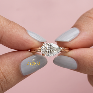 Anello di Fidanzamento Solitario con Diamante a Goccia in Oro 10K, Anello Classico da Matrimonio per Donne - Product Image 4