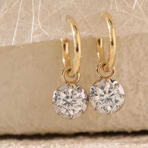 Pendientes de Aro Clásicos con Diamantes de Corte Redondo Vintage, Cultivados en Laboratorio, 1.01CT Cada Uno, Oro Amarillo de 14K, Regalo Sorpresa para Novia o Pareja - Product Image 1