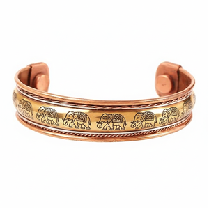 Kada de Cobre con Patrón de Corte de Diamante e Imanes, Grabado con Elefante - Product Image 2