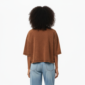 Camiseta Holgada de Hombros Caídos para Mujer, Corte Ajustado, Transpirable, Top de Verano, Mezcla de Poliéster y Algodón - Product Image 5