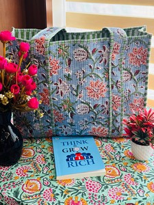 Bolso Tote Ecológico de Algodón con Estampado Floral Hecho a Mano, Asa Larga, Estilo Bohemio, para Fiestas y Uso Diario - Product Image 5