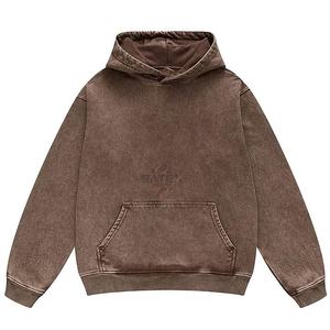 เสื้อฮู้ดดี้โอเวอร์ไซส์สไตล์วินเทจสำหรับผู้ชาย ผ้าคอตตอนฟลีซหนานุ่ม สวมใส่สบาย สตรีทแวร์ พิมพ์โลโก้ได้ตามต้องการ - Product Image 5