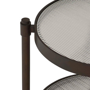 Casted Glass Top <b>Side</b> <b>Tables</b> 2 Teir Metal bases <b>Side</b> <b>Tables</b> Modern Round Metal <b>Side</b> <b>Table</b> with Tempered Glass Top and <b>Storage</b> - Product Image 3