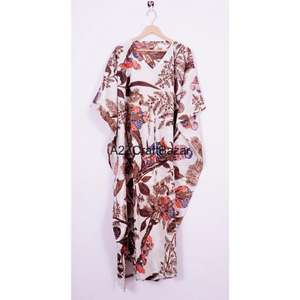 Women's 100% Cotton Kaftan Handmade Beach <b>Cover</b> Up Floral Print Long Maxi Kaftan <b>Dress</b> Comfortable Gown Hippie Style - Product Image 6