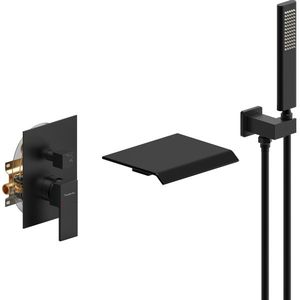Matte Black Male NPT Tub Faucet Hand Shower Set Solid Wall Mount Waterfall Bathtub Shower Faucet - Product Image 2