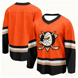 Camiseta de Hockey Naranja con Detalles en Blanco, Negro y Beige, Transpirable y de Secado Rápido, Camiseta Deportiva con Impresión 3D HD, Jersey Ideal - Product Image 1