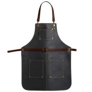 Waterproof Leather <b>Apron</b> for <b>Kitchen</b> BBQ Grill Durable Heat Resistant <b>Apron</b> Bulk Supply OEM Customization LPN-0211 - Product Image 2