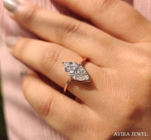 Anillo de Compromiso con Diamante Cultivado en Laboratorio de 1ct para Mujer, Oro Sólido de 10k/14k/18k, Color EF, Corte Marquesa, Sin Níquel, Sin Plomo, Clásico Avira - Product Image 5