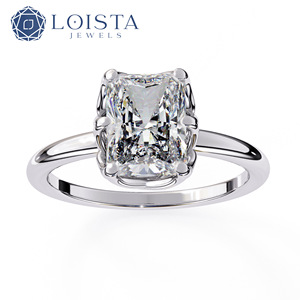 Anillo de Diamantes Cultivados en Laboratorio con Corte Radiante de 1-5 Quilates, Chapado en Oro Blanco de 14K/18K, 4 Puntas, Color E, VVS1-VS2, Anillo de Diamantes de Lujo para Mujer - Product Image 2