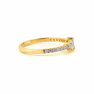 Superbe bague empilable minimaliste en or jaune K14 avec diamant véritable de 0,42 ct, prix de gros usine, bijoux légers de haute qualité - Product Image 5
