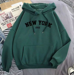 Sweat-shirt à capuche imprimé New York 199X pour femme, sweat-shirt décontracté en coton avec poches, noir et blanc, vêtements d'automne pour femme - Product Image 5